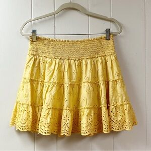 Y2K AMERICAN EAGLE Boho Cowgirl Embroidered Mini Skirt Medium Yellow Western